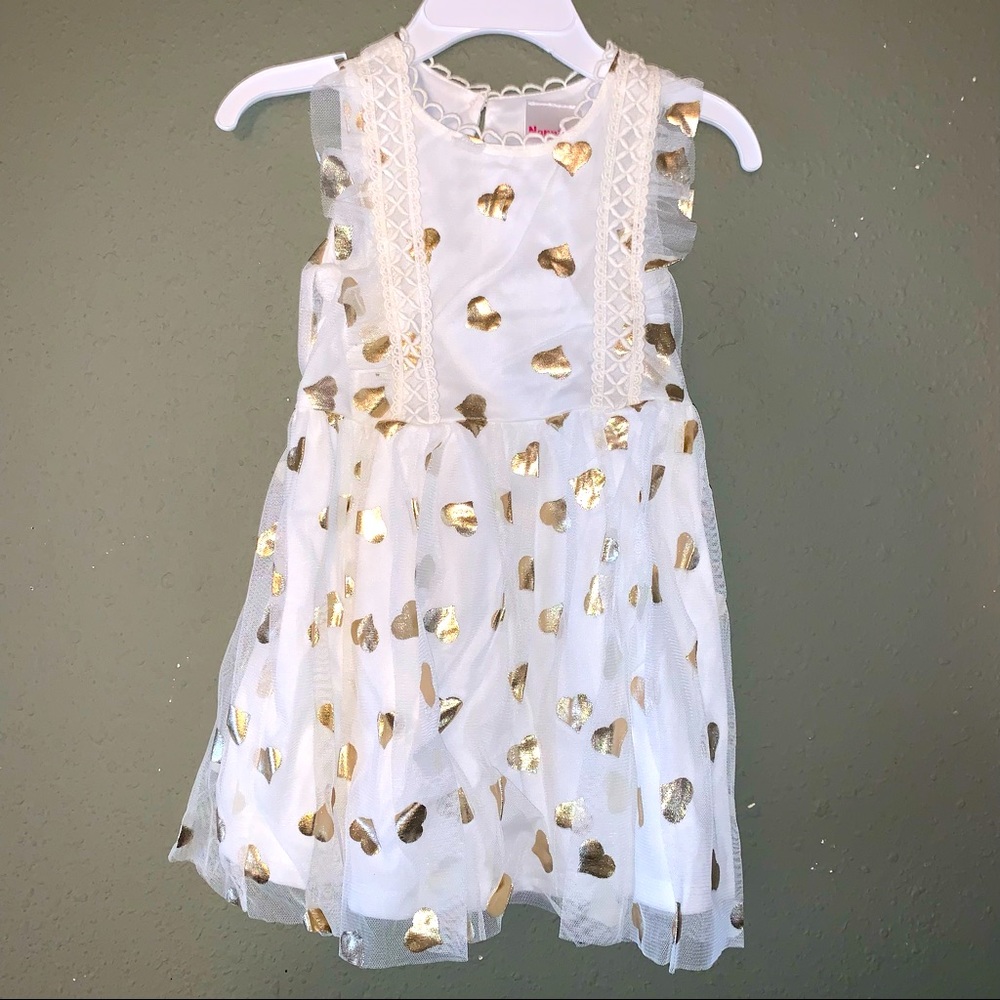 Girls Gold Hearts Dress